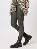 Leigh Pull On Wet Look Pant - Khaki