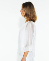 Sunlight & Shadow Silk Top - White