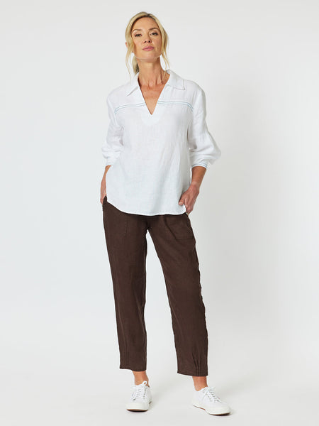 Sarah Linen Pant - Chocolate