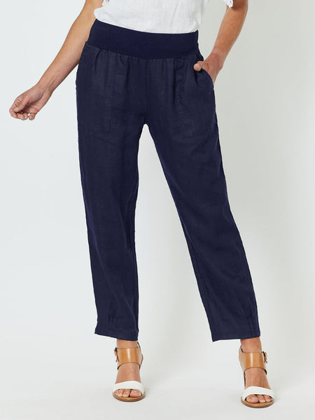 Sarah Linen Pant - Navy