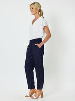 Sarah Linen Pant - Navy