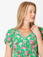 Maxi Flounce Dress - Green Floral