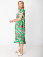 Maxi Flounce Dress - Green Floral