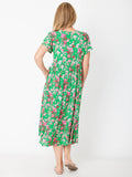 Maxi Flounce Dress - Green Floral