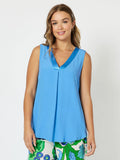 Tuxedo V-Neck Cami - Azure Blue