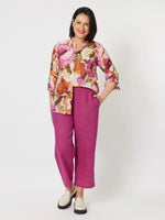 Jersey Waist Wide Leg Linen Pant - Magenta