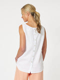 Bianca Linen Button Tank Top - White