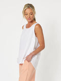 Bianca Linen Button Tank Top - White