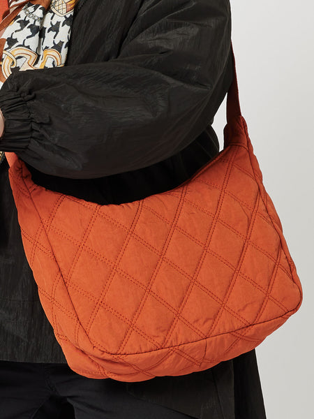 Diamond Puffer Crossbody Bag - Orange