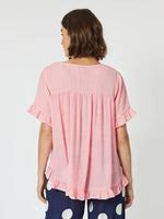 Portofino Short Sleeve Ruffle Top - Coral