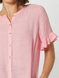 Portofino Short Sleeve Ruffle Top - Coral