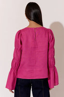 Johanna Linen Top - Magenta