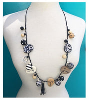 Bobble Necklace - Black & White w/Faces