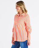 Camden Cotton Stripe Shirt - Tangerine Stripe