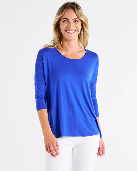 Milan 3/4 Sleeve Top - Vivid Blue