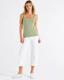 Emma Scoop Tank - Avocado Stripe