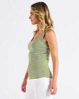 Emma Scoop Tank - Avocado Stripe