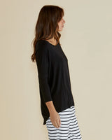 Milan Relaxed 3/4 Top - Black