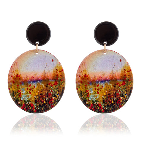 Flowering Disc Earrings - Pink