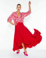 Women’s Lipstick Red Ruffle Skirt for stylish occasions