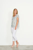 Moroccan Tile Print Top - Ice Blue