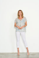 Moroccan Tile Print Top - Ice Blue