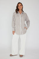 AUSTIN Taupe Stripe Shirt - Stylish Cotton Button-Down