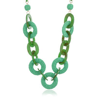 Raffia Rings Necklace - Green