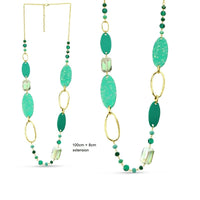 Avery Necklace - Jade Beaded Chain Statement Necklace