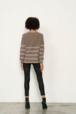 Cashmere Lower Stripe Jumper - Taupe