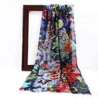 Abstract Graffiti Art Scarf in silk and modal for women