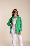 Single Breasted Linen Blazer - Sea Green