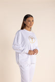 Oversized Sweat w/Metallic Logo - White