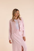 Linen Cropped Jacket - Rose Pink