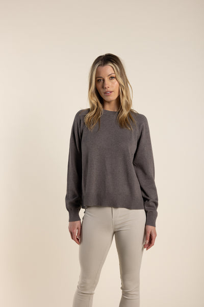 Cotton Crew Neck Sweater - Clove