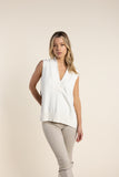 Cotton Vest w/side Buttons - Winter White