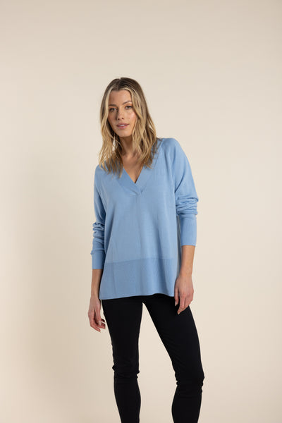 Merino V Neck - Cornflower