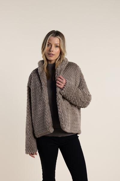 Textured Fur Jacket - Clove