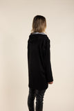 2 tone black and grey hooded coat for women’s outerwear