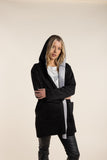 2 tone black and grey hooded coat for women’s outerwear