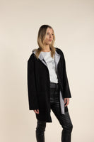 2 tone black and grey hooded coat for women’s outerwear