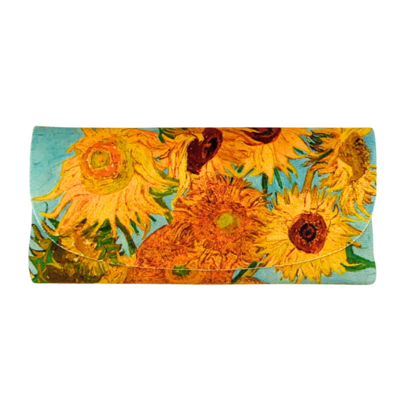 Velour Glasses Case - Sunflowers with Blue