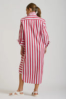 The Andrea Shirtdress - Red Wide Stripe