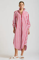 The Andrea Shirtdress - Red Wide Stripe