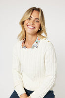 Kala Cable Knit Jumper - White