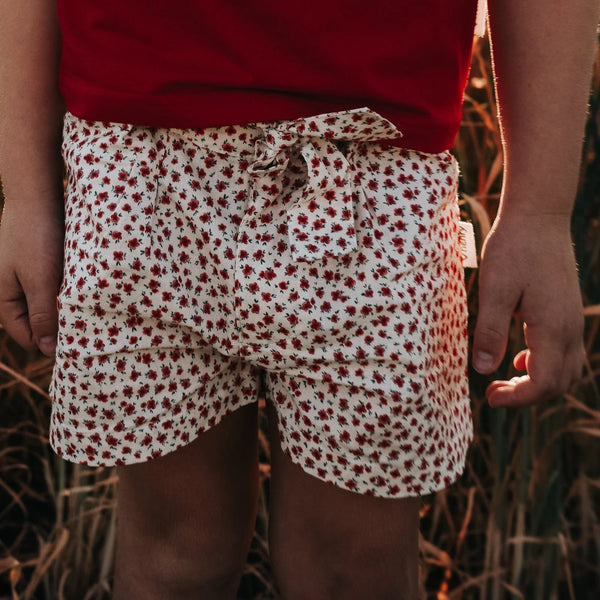 Girls Tie Waist Shorts - Petite Poppy