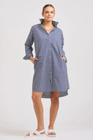 The Classic Cotton Shirtdress - French Navy Stripe