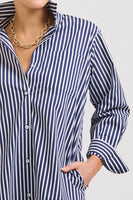 The Classic Cotton Shirtdress - French Navy Stripe