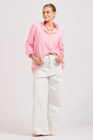 The Girlfriend Relaxed Shirt - Bright Pink Stripe