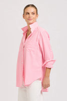 The Girlfriend Relaxed Shirt - Bright Pink Stripe